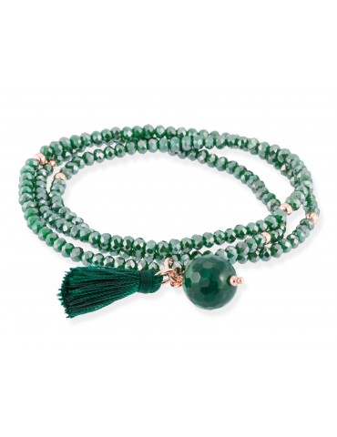 Pulsera ZEN Verde en plata...