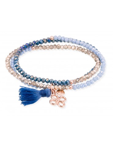 Pulsera ZEN Azul en plata rosa