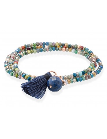 Pulsera ZEN Azul en plata rosa