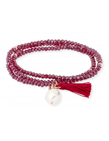 Pulsera ZEN Rojo en plata Rosa