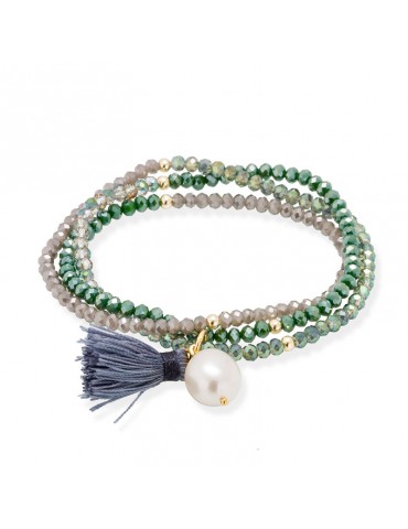 Pulsera ZEN verde en plata...