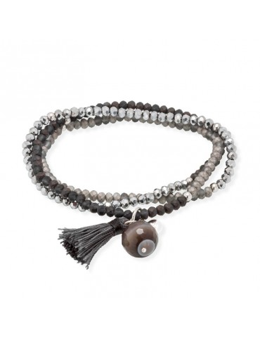 Pulsera ZEN gris en plata