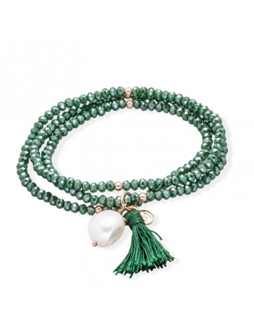 Pulsera ZEN Verde en plata...