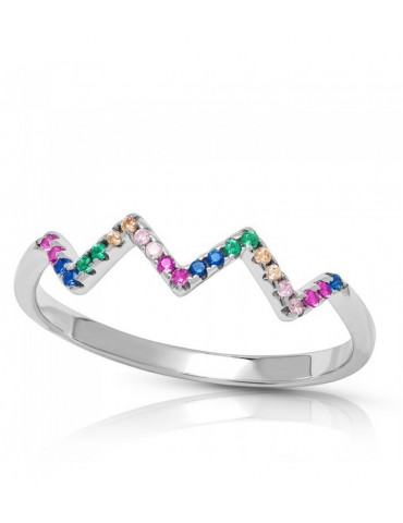 SORTIJA ZIG-ZAG CZ MULTICOLOR